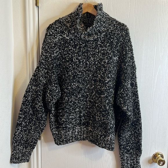 Zara Black/White Marled Chunky Sweater   Size Small - Picture 5 of 12